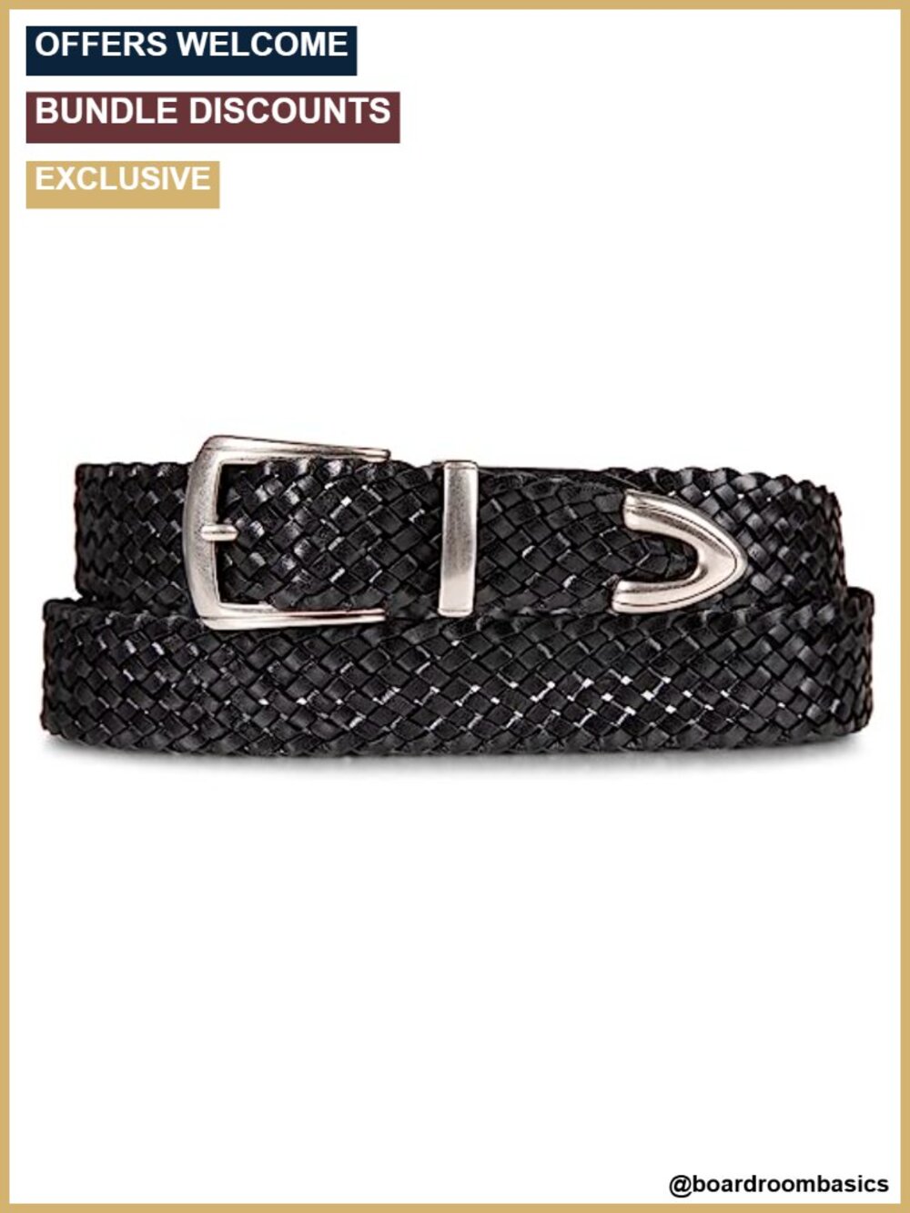 Braided Leather Western Belt Nickel Buckle